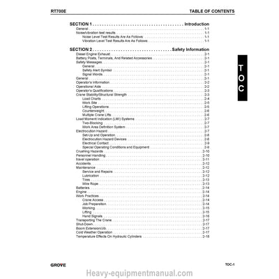 Grove RT700E Crane Operator Manual PDF