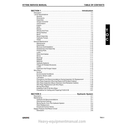 Grove RT700E Crane Service Manual PDF