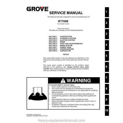 Grove RT700E Crane Service Manual PDF