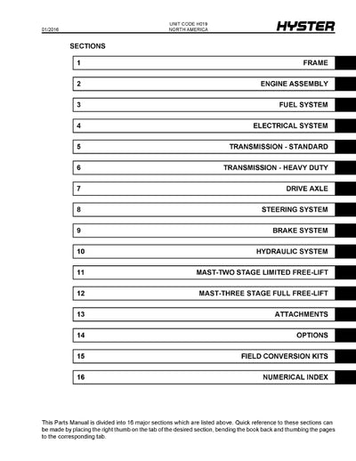 Hyster H13XM-6, H14XM-6, H16XM-6, H10XM-12EC, H12XM-12EC (H019) Europe Forklift Parts Manual PDF Download