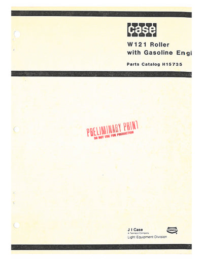 Case W121 Roller Gasoline Eng Parts Manual H15735