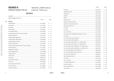 Komatsu HD465-5(IDN) Rigid Dump Truck Parts Manual SN J10001-UP