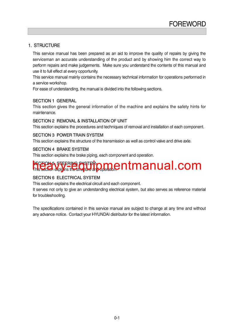 Hyundai 15PA/40TA/60TA-7 Forklift Workshop Service Repair Manual