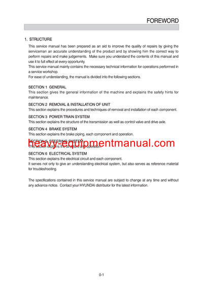 Hyundai 15P/40T-9 Forklift Workshop Service Repair Manual