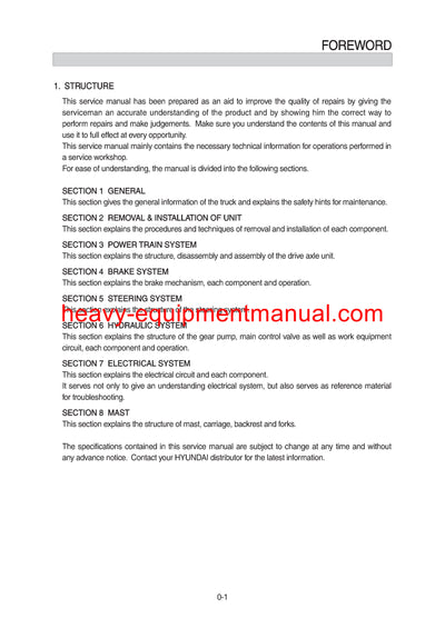 HYUNDAI 15,18,20BCS-9 SERVICE MANUAL
