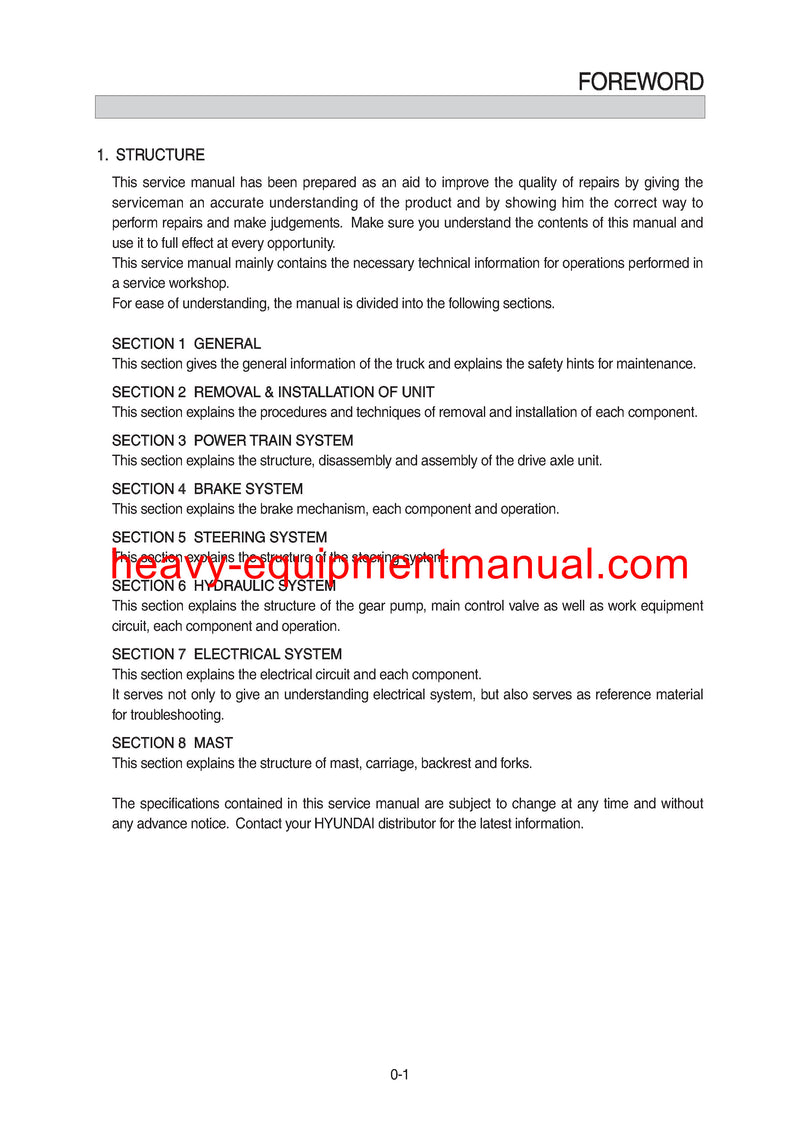 HYUNDAI 15,18,20BCS-9 SERVICE MANUAL