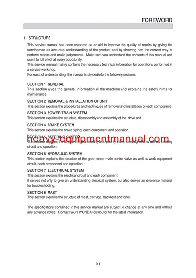 HYUNDAI 16,18,20B-9F SERVICE MANUAL
