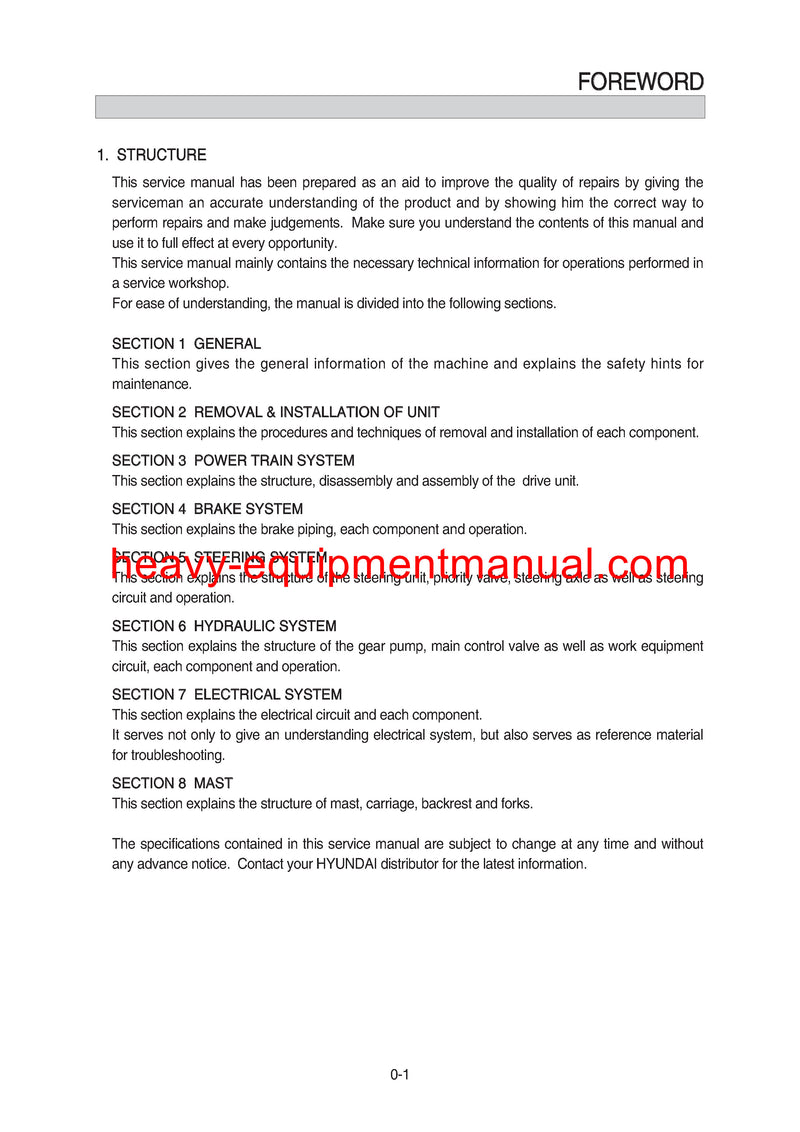 HYUNDAI 16,18,20B-9F SERVICE MANUAL