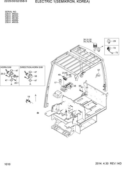 DOWNLOAD HYUNDAI 22 25 30 32 35B-9 FORK LIFT-BATTERY PARTS MANUAL