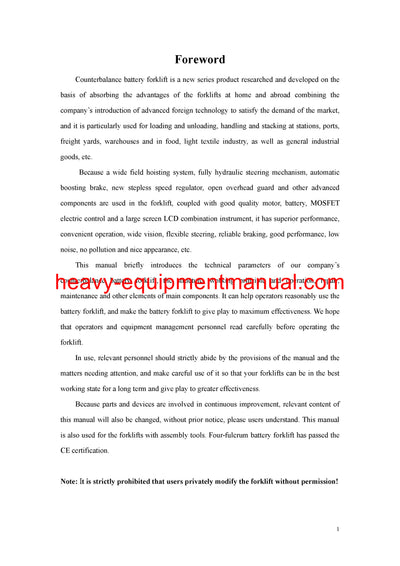 Hyundai 25/30/35B-7A Forklift Service Manual