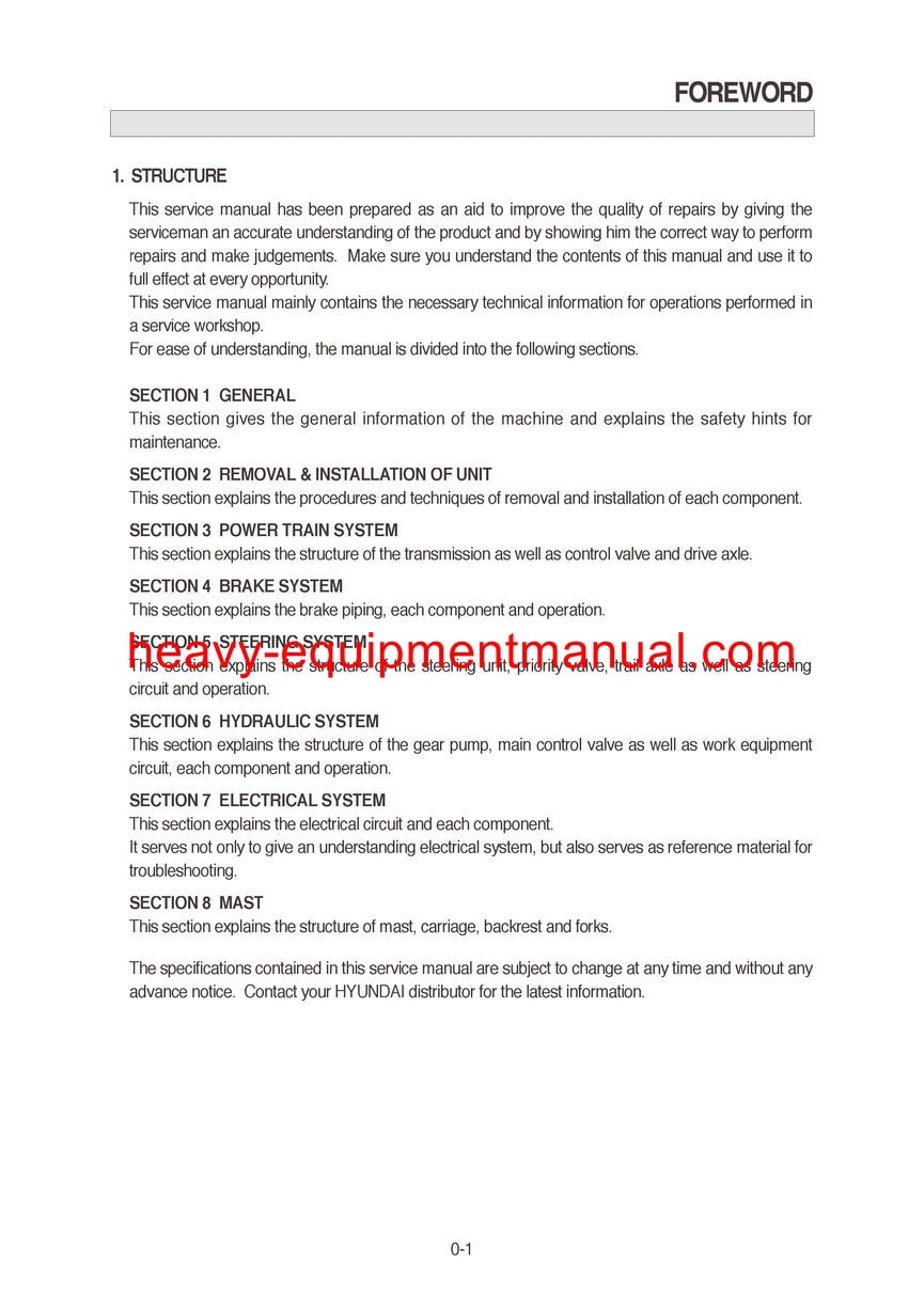 DOWNLOAD Hyundai HDF15/18-3 Forklift Truck Workshop Service Repair Manual