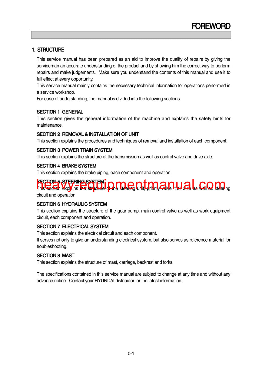 Hyundai HDF20 25 30-5 Forklift Truck Workshop Service Repair Manual