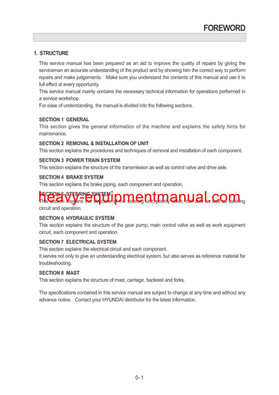 HYUNDAI HDF35_45-3 FORKLIFT SERVICE REPAIR MANUAL
