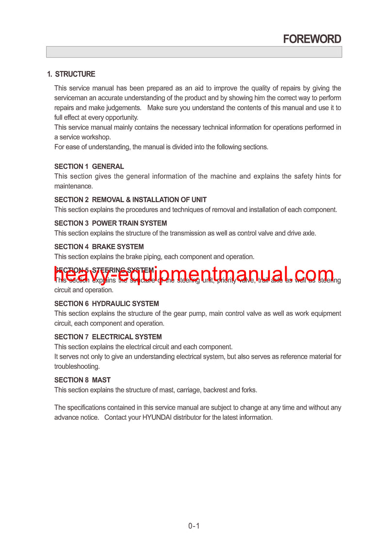 HYUNDAI HDF35_45-3 FORKLIFT SERVICE REPAIR MANUAL