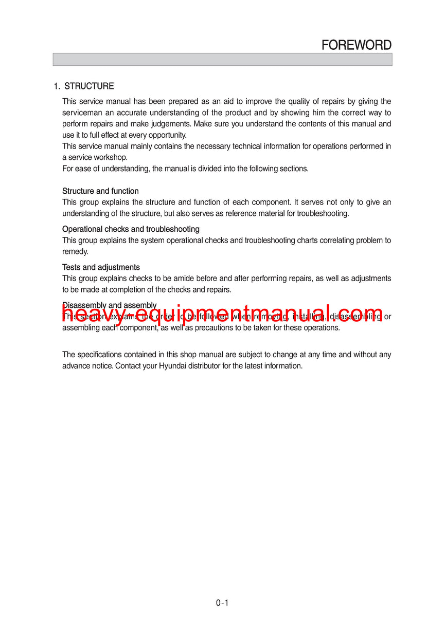 Hyundai HL960HD Wheel Loader Service Repair Manual