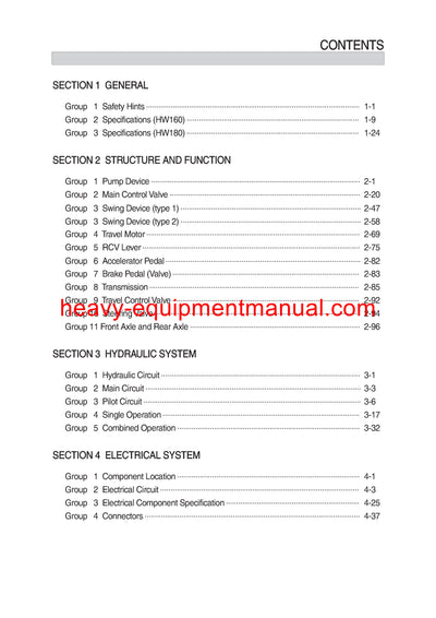 DOWNLOAD Hyundai HW160,180 Wheel Excavator Service Repair Manual