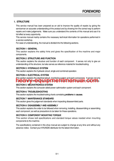 Hyundai R140W-7A Wheel Excavator Service Repair Manual