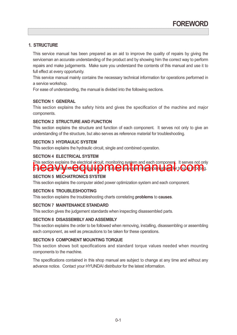 Hyundai R170W-7 Wheel Excavator Service Repair Manual