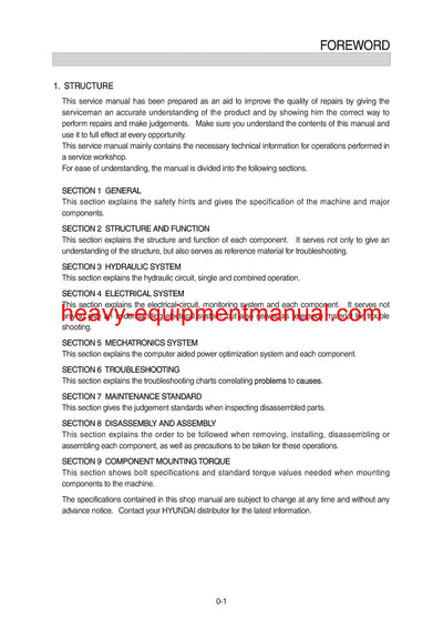 DOWNLOAD Hyundai R170W-9S Wheel Excavator Service Repair Manual