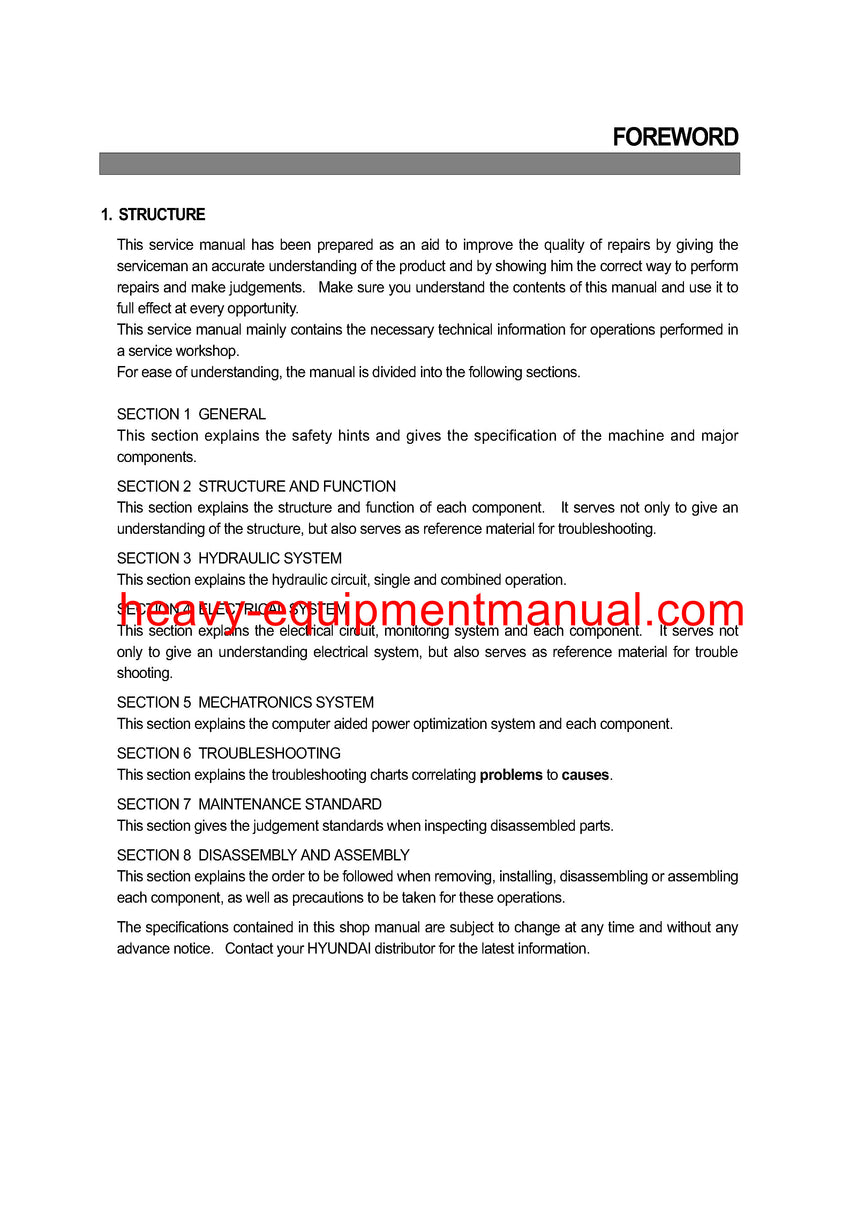 Hyundai R200W-3 Wheel Excavator Workshop Service Repair Manual