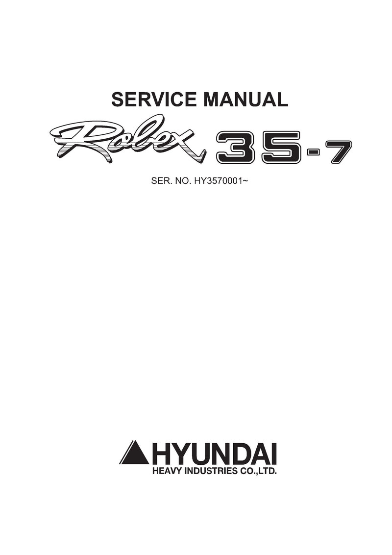 DOWNLOAD Hyundai R35-7 Crawler Excavator Service Repair Manual