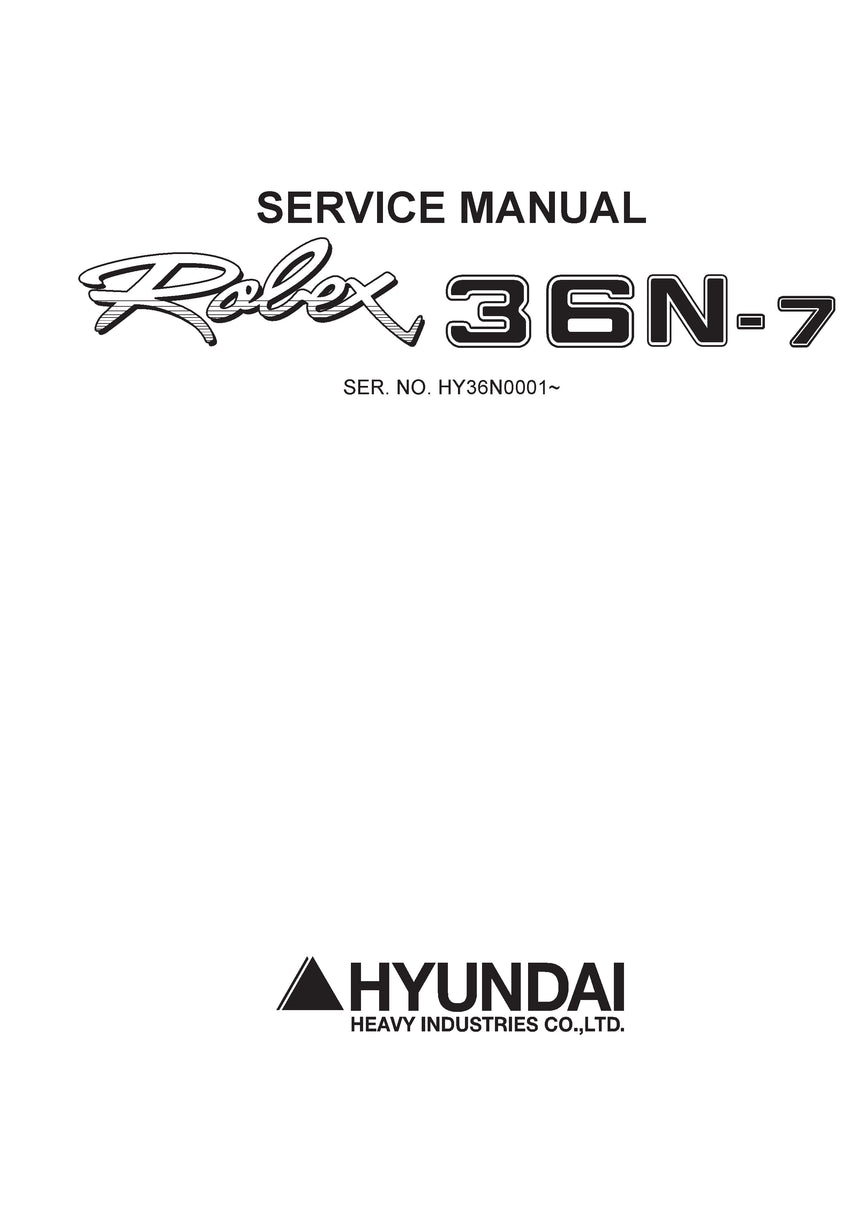 Hyundai R36N-7 Mini Excavator Service Repair Manual