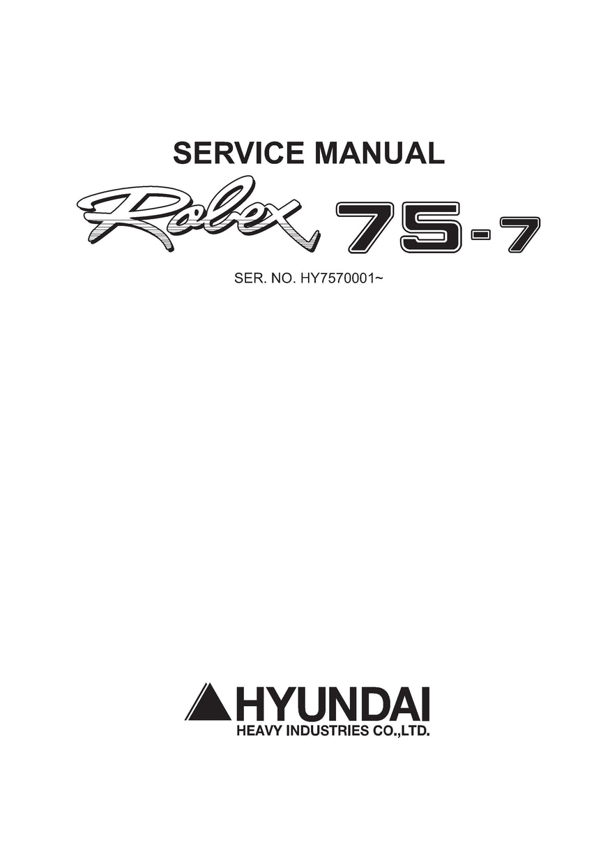 Hyundai R75-7 Mini Excavator Service Repair Manual