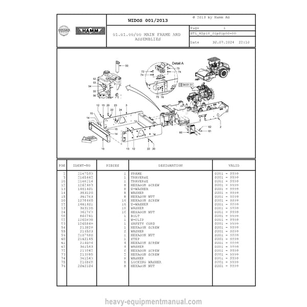 Hamm 311 H2.16 Soil Compactor (2198658) Parts Manual PDF