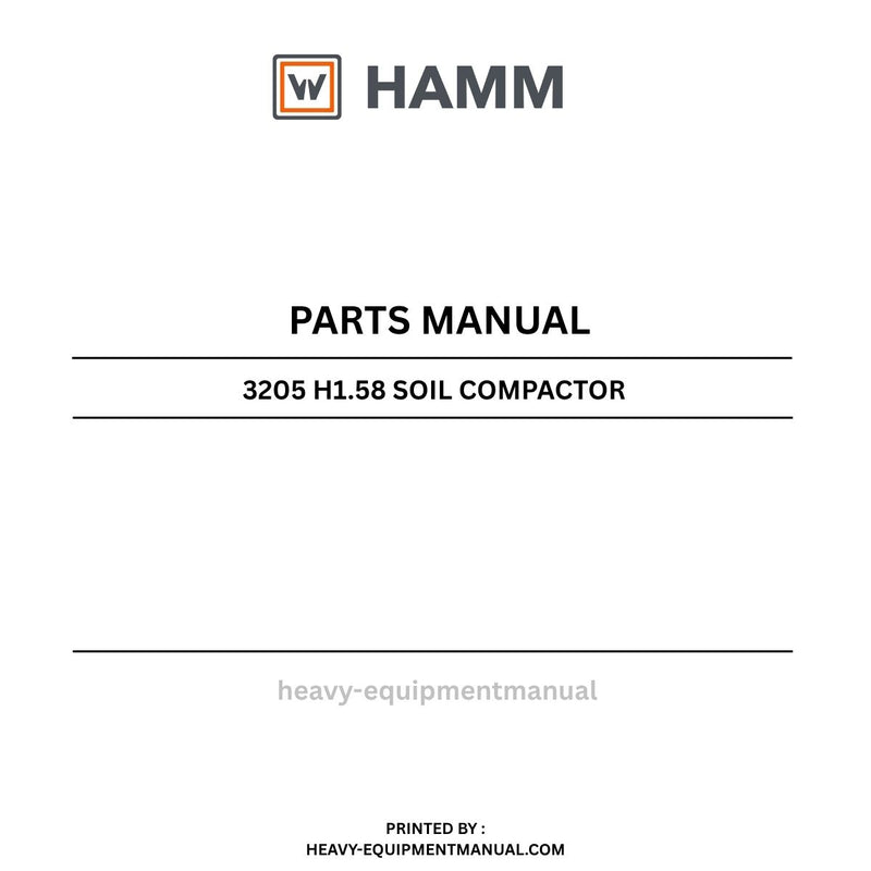 Hamm 3205 H1.58 Soil Compactor (1296558) Parts Manual PDF