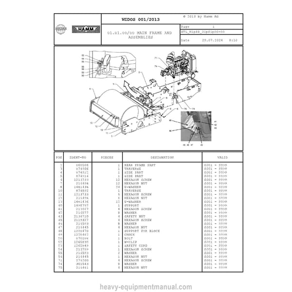 Hamm 3205 H1.88 Soil Compactor (2078725) Parts Manual PDF