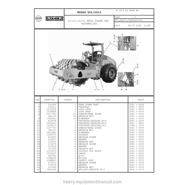 Hamm 3410-3411 H1.79 Soil Compactor (2071961) Parts Manual PDF