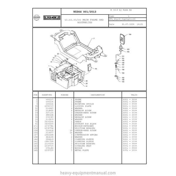 Hamm DV 40 H1.64 (2028004) Parts Manual PDF