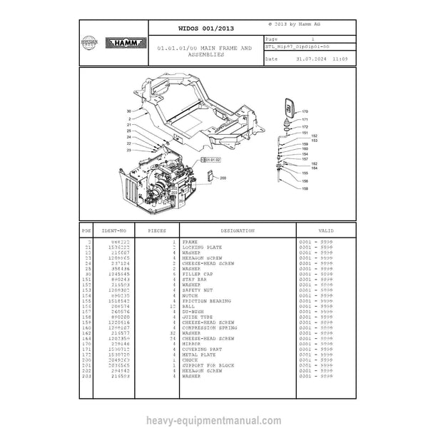 Hamm DV 65 H1.97 (2117323) Parts Manual PDF