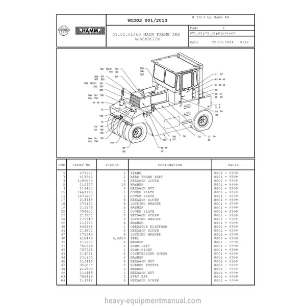 Hamm GRW 10-24 H1.78 (2071911) Parts Manual PDF