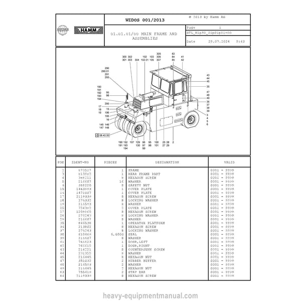 Hamm GRW 10-24 H1.90 (2078671) Parts Manual PDF
