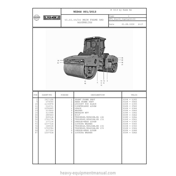 Hamm HD 120-130 H1.63 (2034744) Parts Manual PDF