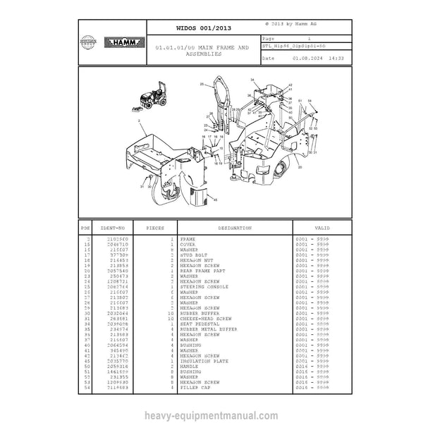 Hamm HD 14 TT H1.96 (2106595) Parts Manual PDF