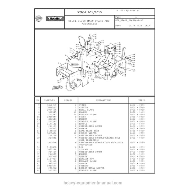 Hamm HD 14 TT H2.08 (2151411) Parts Manual PDF