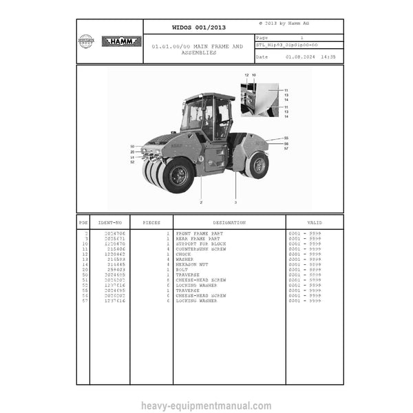 Hamm HD 150 TT H1.93 (2078712) Parts Manual PDF