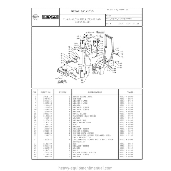 Hamm HD 8-10C H1.99 (2135978) Parts Manual PDF