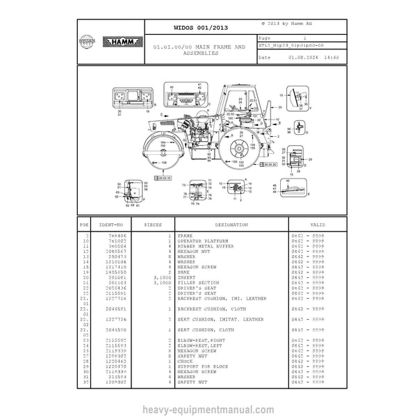 Hamm HW90 H1.23 (2061197) Parts Manual PDF