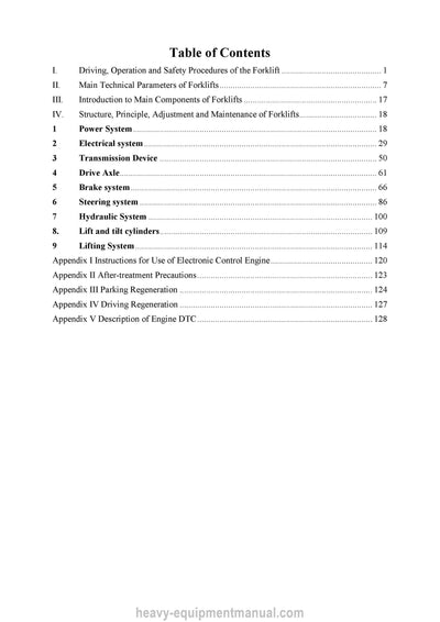 Heli CPCD50 CPCD60 CPCD70 CPCD80 CPCD90 CPCD100 QC1K2 Forklift Operation & Service Manual