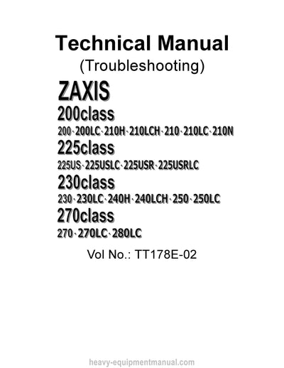 Hitachi 200 225 230 270 class Operational Principle & Troubleshooting Manual