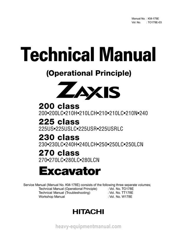 Hitachi 200 225 230 270 class Operational Principle & Troubleshooting Manual