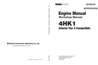 Hitachi 4HK1 Interim Tier 4 Compatible Engine Workshop Manual Download