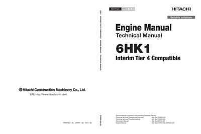 Hitachi 6HK1 Interim Tier 4 Compatible Engine Manual Download