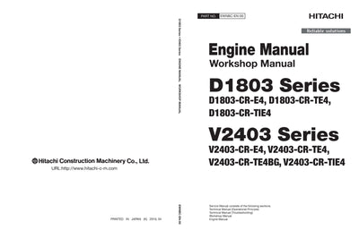 Hitachi D1803 Series, V2403 Series Engine Workshop Manual Download