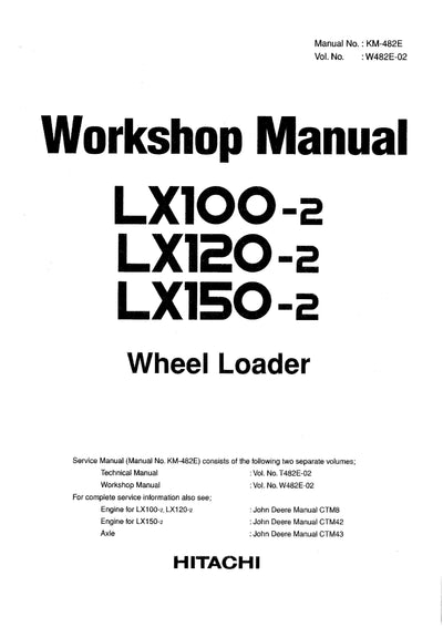 Hitachi LX100-2, LX120-2, LX150-2 Wheel Loader Workshop Service Manual