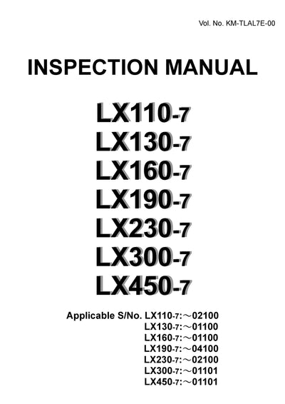 Hitachi LX110-7, LX130-7, LX160-7, LX190-7, LX230-7, LX300-7, LX450-7 Wheel Loader Inspection Manual
