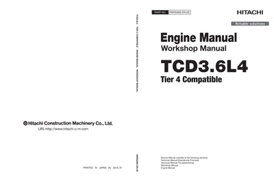 Hitachi TCD3.6L4 Tier 4 Compatible Engine Technical Workshop Manual
